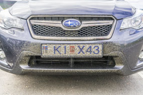 Car that drove into midge swarm