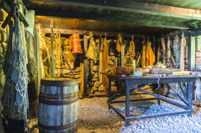 Inside a fishing hut