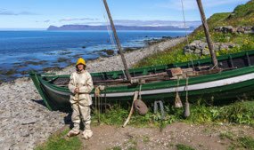 Modeling a fishing outfit of yesteryear