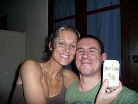Our first Singha beer of many! How white n tired?!