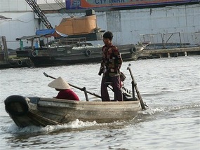 Early morning workers on the river