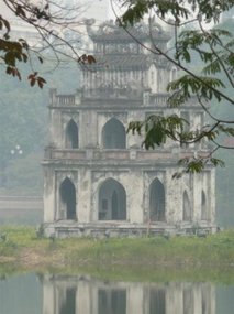 Hanoi temple on the lake