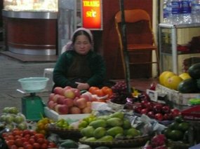 Local market lady Hanoi