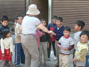 Mum playing ith the local kids!
