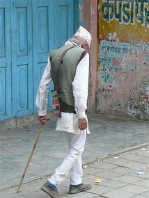 A frail nepalese man on route..