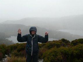View at the top & a very wet Adam!