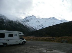 Not a bad place to park the van, MT Cook town