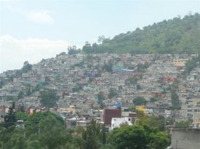 Houses built into the hills heading North....