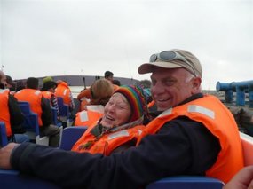 Boarding our speedboat!