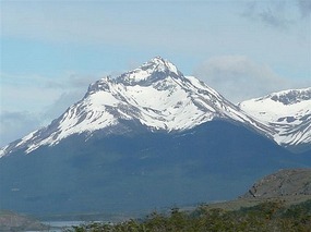 Snow capped peaks on route