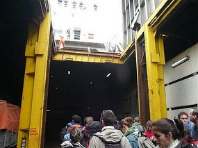 The cargo lift up and entry to the ship!