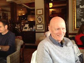 Mike waiting to be seated