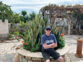 Mike outside the restaurant