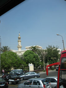 Mosque and Cairo traffic