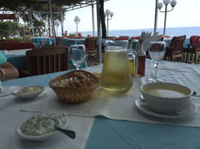 Appetizers and the never ending jug of wine