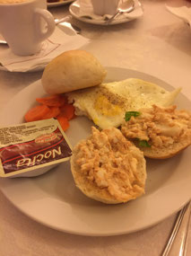 Tuna salad, eggs, and Nutella for breakfast