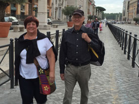 Tammy and Mike walking on the Pilgrim Way