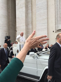 Waving at the Pope