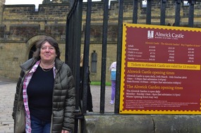 Melissa at entry to castle