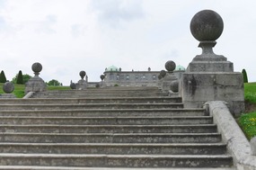 View of stairs up to garden entry