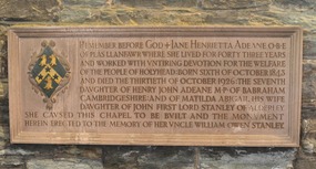 Plaque commemorating Stanley family
