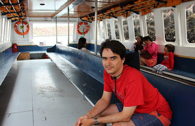 Dave on ferry to Baltra