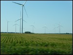 Wind turbines on the flat land in Hungary