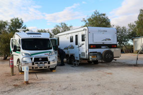 Setting up the two vans for the night