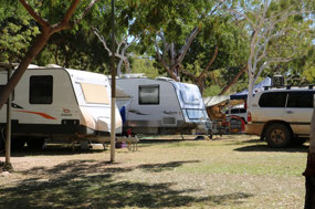 Our powered site.  Not much room between bays
