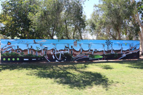 Mural that says Barcaldine we believe