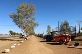 The Mile of Machinery on the road