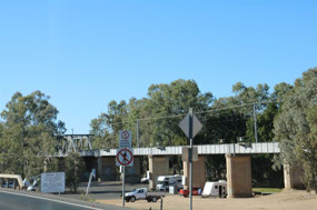 Campers under the railway bridge