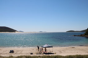 Fingal Bay & Tidal Fingal Spit just visible