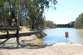 The boat ramp bear the NRMA Park