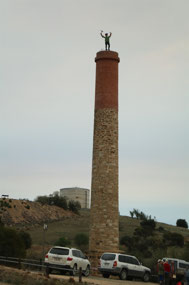 Miner on chimney stack