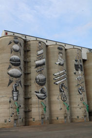 Left cells Northam silo art