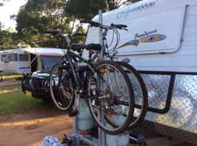 The bikes are all strapped on again!