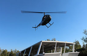 Steve landing the chopper on 'Cyclone Creek'