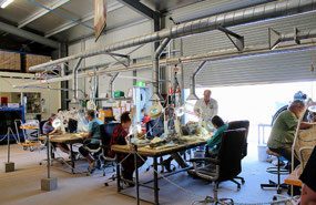 Volunteers working at the Dinosaur Laboratory