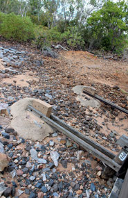 The train track was a bit patched up