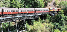 Kuranda heritage train crossing bridge
