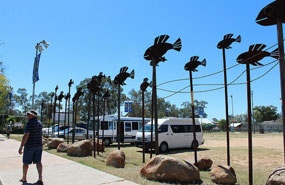 Walking to the Info Centre at Brewarrina