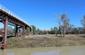The Darling River Bridge with a bend at the end