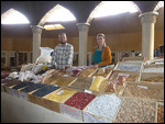 Couple selling dry fruits at Penjikent Bozor