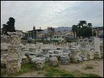Corinthian capitals arrayed on the ground