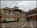 One of several courtyards at the Alcazar (Palace)