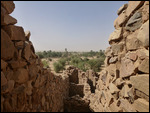 Fortified city walls and oasis