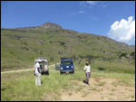 Land Rovers and guides