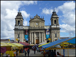 Catedral Metropolitana and food stalls in front.