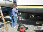 Sanding the hull